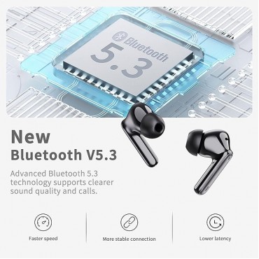 Wireless Earbuds LED Display - Black