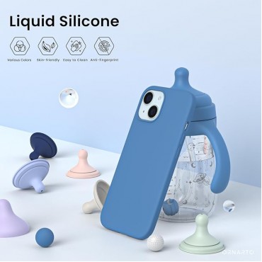 Slim Liquid Silicone Phone Case Cover-Blue