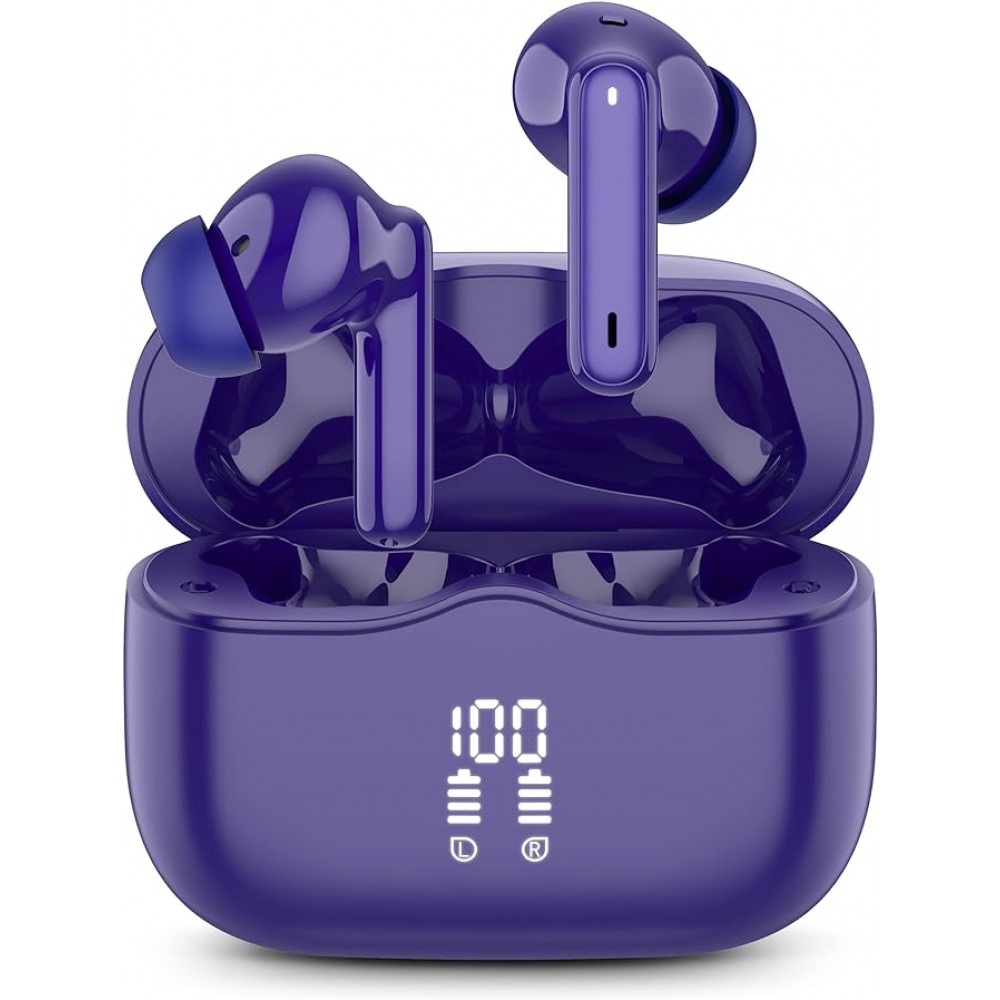 Wireless Earbuds LED Display - Purple