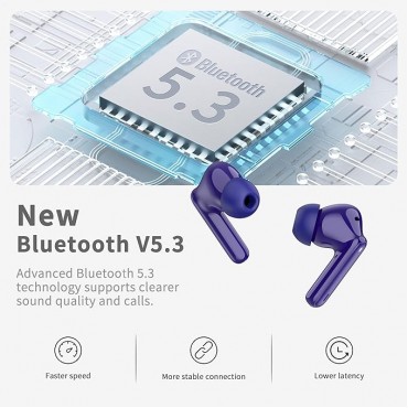 Wireless Earbuds LED Display - Purple