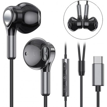 Headphones with USB C In-Ear Headphones Black