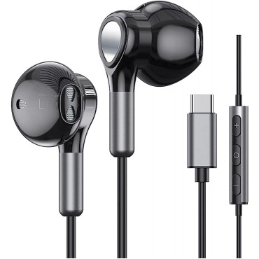 Headphones with USB C In-Ear Headphones Black