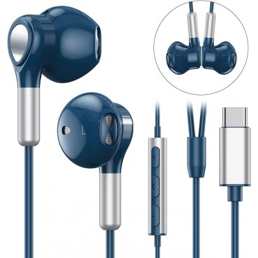 Headphones with USB C In-Ear Headphones Blue