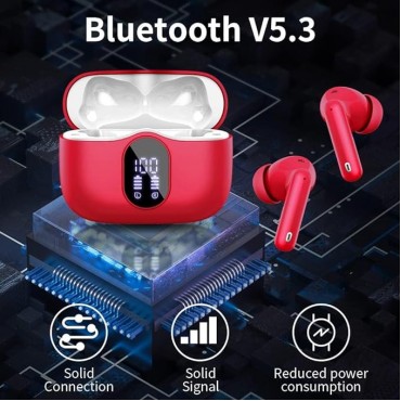 Wireless Earbuds,B_tooth Headphones Red