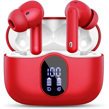 Wireless Earbuds,B_tooth Headphones Red
