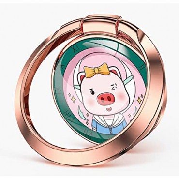 Cute Cartoon Pig Retro Clock Pattern Cell Phone Finger Ring(Single shot is not delivered)