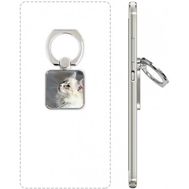 White Pet Cat Animal Profile Cute  Phone Ring Stand